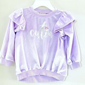 New First Impressions Baby Girl 18mo Purple "Cutie" Velour Top, Retail $48.00